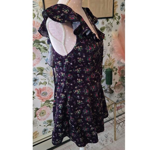 Free People Violet Visions Floral Corduroy Romper - XL - Picture 4 of 14